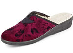 Pantoffel aus floral bedrucktem Samt GRANATROT