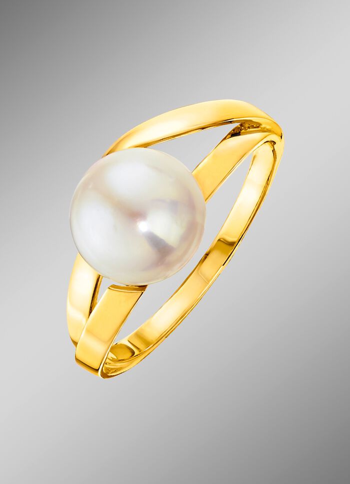 Damenring mit S&uuml;sswasser-Zuchtperlen-Bouton 
