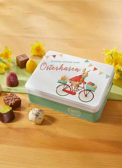 Dose aus Metall &laquo;Sch&ouml;nste Gr&uuml;&szlig;e vom Osterhasen&raquo; 