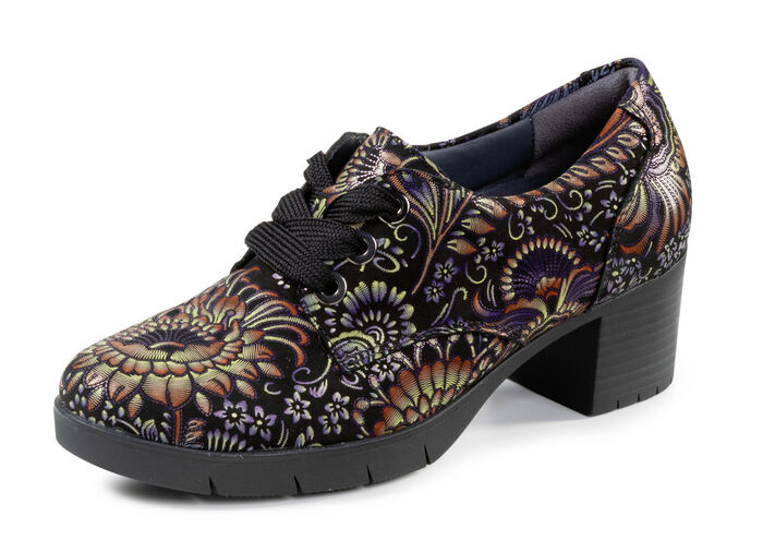 Waldläufer, bequemer Damen-Trotteur, Weite H, mit herausnehmbarem Fussbett SCHWARZ-BUNT