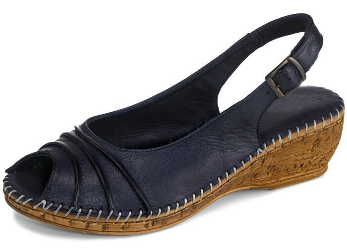 Gemini, schicke Damen-Sandaletten, Weite G, mit Gummizug MARINE