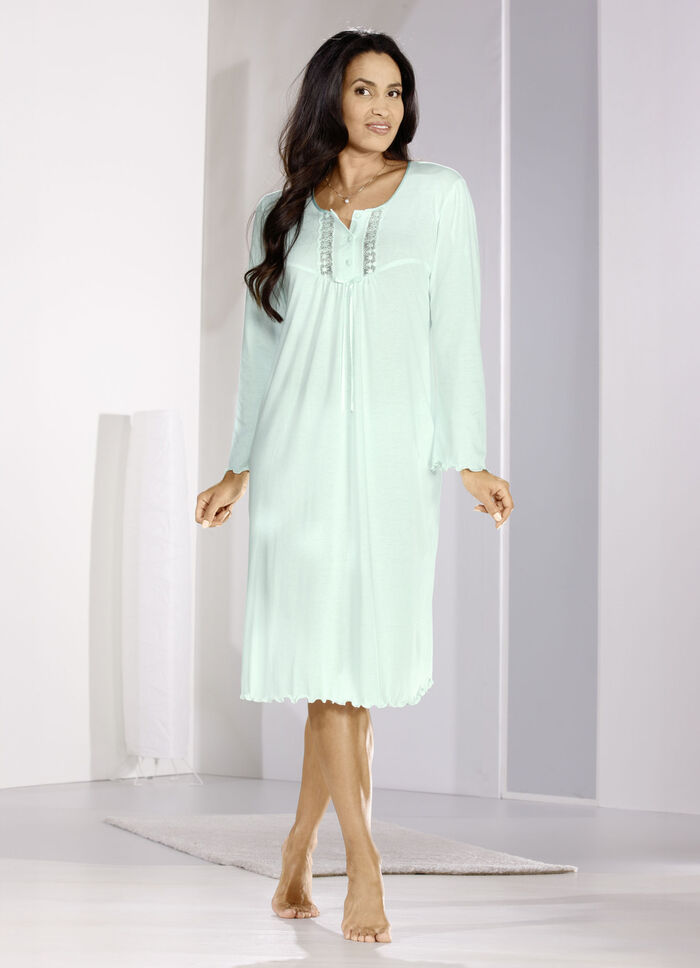 Nachthemd, wadenlang und gebogten Abschl&uuml;ssen  MINT