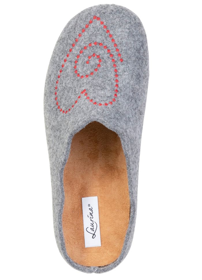 Laurina, klassische Damen-Hausschuhe, mit herausnehmbarem Fussbett HELLGRAU