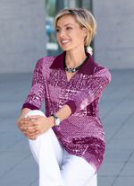 Poloshirt mit 3/4-langen Ärmeln in 3 Farben LILA-BEERE