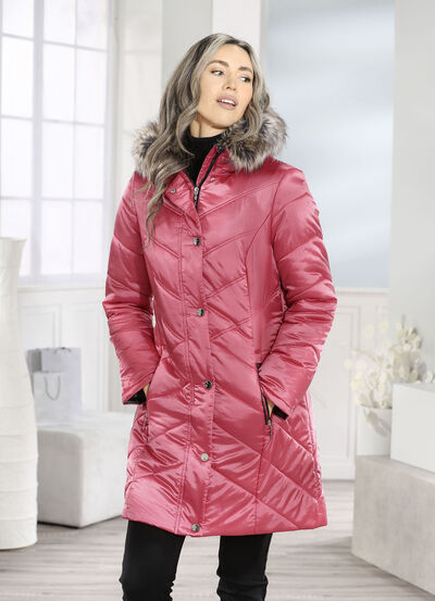 Longjacke mit umschlagbaren Ärmeln in Kontrast 