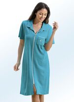 Frottier-Kleid mit durchgehendem Reissverschluss TÜRKISGRÜN