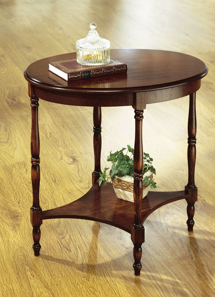 Beistelltisch mit gedrechselten Beinen NUSSBAUM