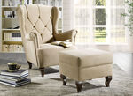 Ohrenbackensessel mit Hocker BEIGE