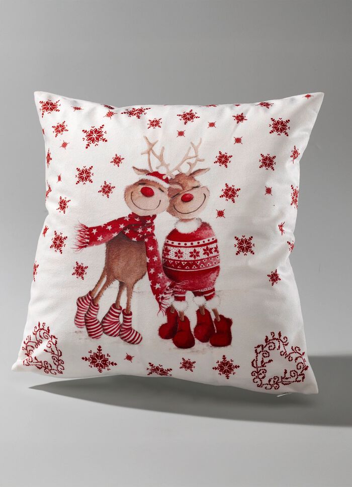 Kissenbezug mit Rentierpaar in Samtoptik 