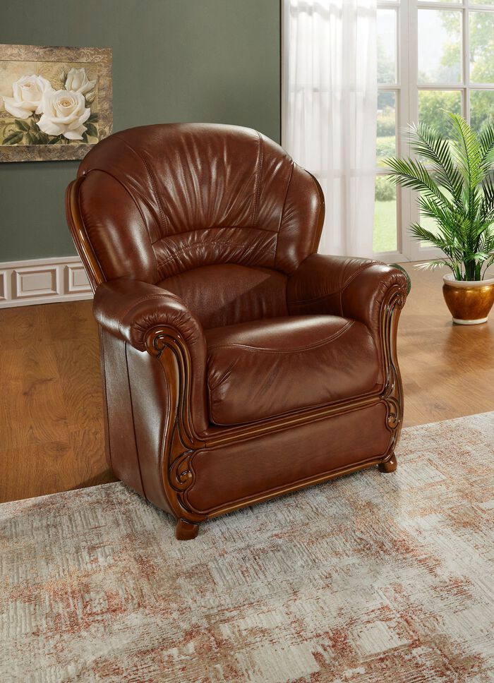 Frei im Raum aufstellbare Polsterm&ouml;bel mit Lederbezug ANTIK-BRAUN