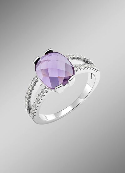 Funkelnde Raffinesse: Damenring mit echt Amethyst 