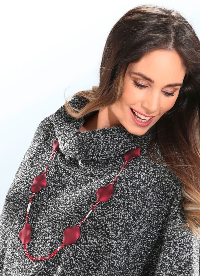 Samtrote Halskette mit Karabiner 