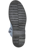 Waldläufer Schnür-Stiefelette mit kuscheligem Kragen aus Lammfell JEANSBLAU