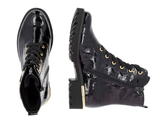 Remonte, stylische Damen-Stiefeletten, Winterschuhe, Weite G, mit herausnehmbarem Fu&szlig;bett SCHWARZ-GOLD