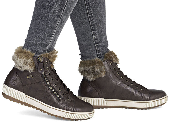 Remonte, gefütterte Damen-Boots, Winterschuhe, Weite G, mit herausnehmbarem Fussbett DUNKELBRAUN