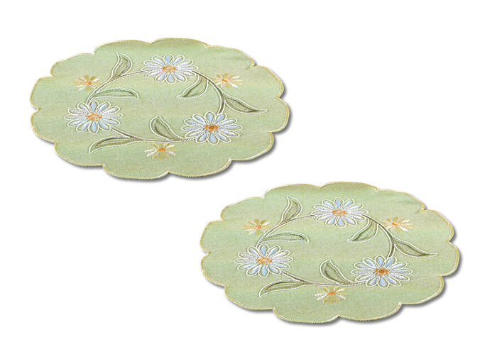 Bestickte Tischdecke oder Kissenbezug GRÜN-BUNT