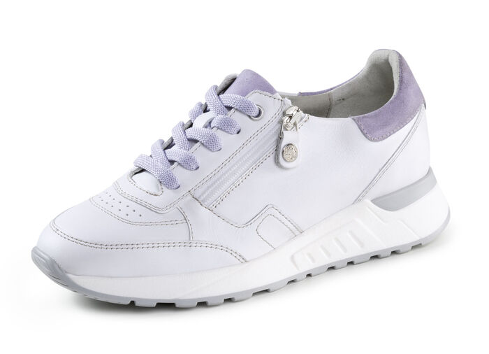 ELENA EDEN Schnürschuh aus Nappaleder mit Velours-Besätzen WEISS-FLIEDER