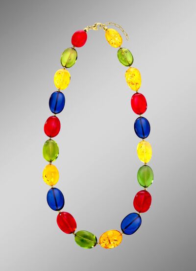 Halskette mit echt Bernstein in Multicolor 