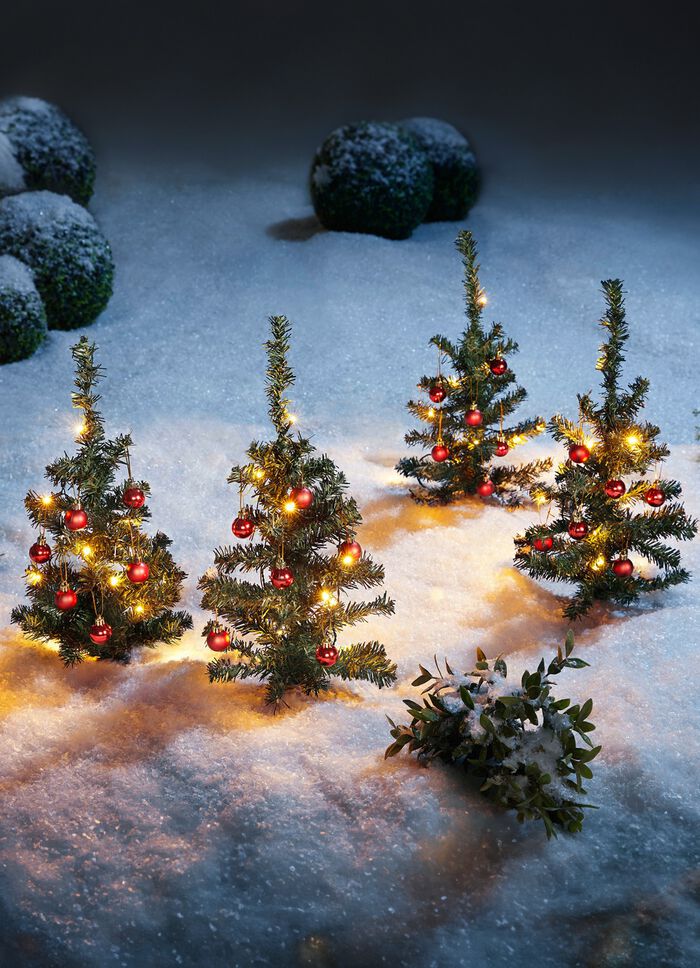 LED-Tannen mit Kugeln, 4er-Set 