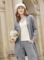 Long-Strickjacke mit eingesetzten Taschen GRAU MELIERT