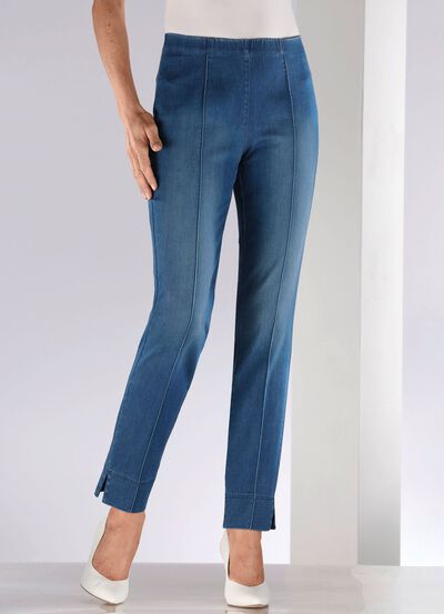 Jeans mit abgesteppten Biesen 