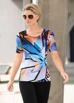 Shirt mit Rundhalsausschnitt in 2 Farben JEANSBLAU-ORANGE-SCHWARZ