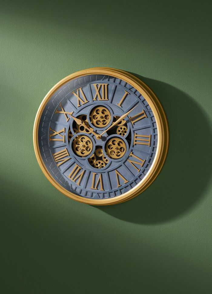 Wanduhr mit sichtbaren Zahnrädern ANTHRAZIT