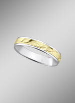 Trauring in Bicolor mit geh&auml;mmerten Glanzschnitten 