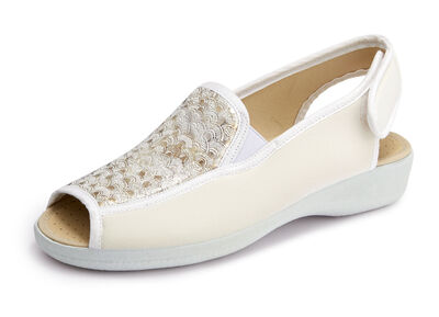 Sandale aus elastischem Textilmaterial 