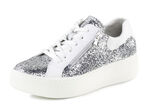 Waldläufer Sneaker mit Streuglitzer und Leo-Druck SILBER-WEISS