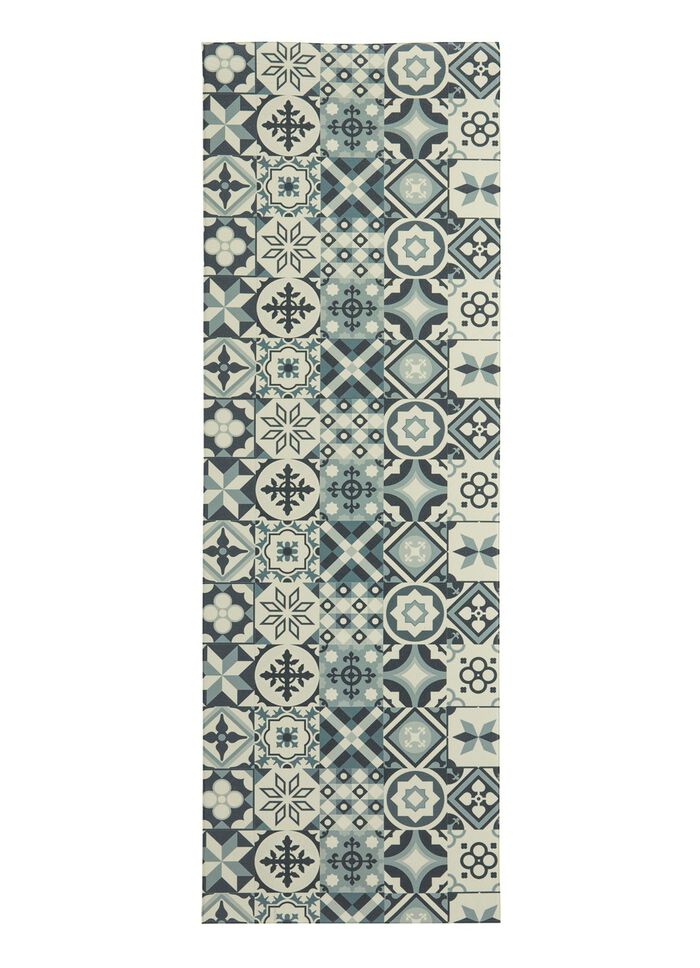 Strapazierf&auml;higer K&uuml;chenl&auml;ufer und -teppich im Fliesen-Design GRAU