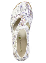 Waldläufer, bequeme Damen-Sandalen, Weite H, mit herausnehmbarem Fussbett ECRU-BUNT