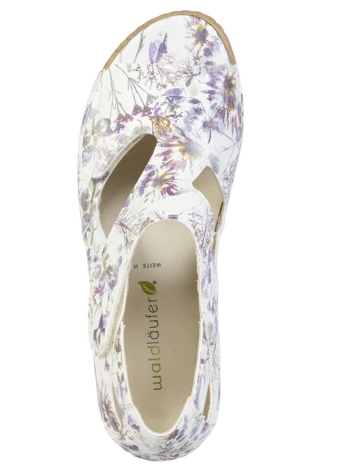 Waldläufer, bequeme Damen-Sandalen, Weite H, mit herausnehmbarem Fussbett ECRU-BUNT