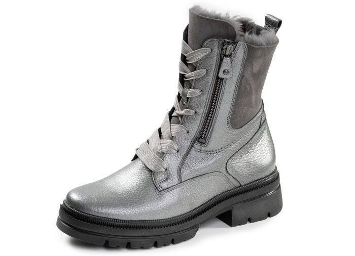 Waldläufer, gefütterte Damen-Stiefeletten, Winterschuhe, Weite H, mit Lammfell ALTSILBER