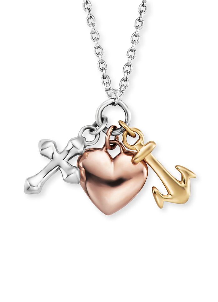 Anh&auml;nger Glaube, Liebe & Hoffnung in Tricolor mit Kette 