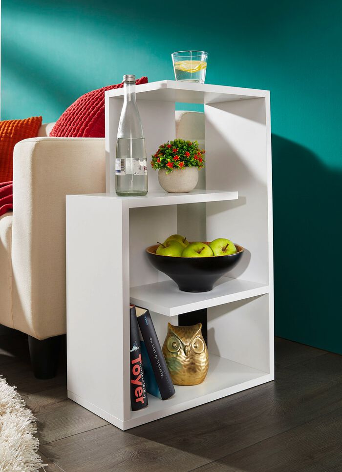 Beistelltisch, auch als Bücherregal nutzbar WEISS