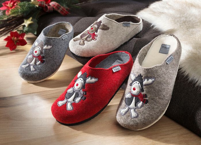 Flauschig warmer Hausschuh aus Wollfilz 