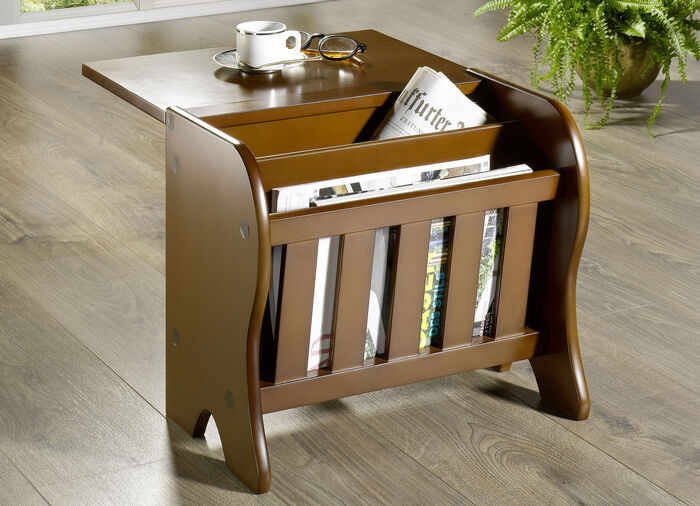 Zeitungsst&auml;nder mit ausklappbarer Ablage 