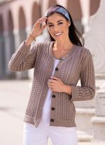 Strickjacke in Netzoptik TAUPE