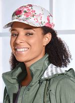 Trendige Damen-Baseball-M&uuml;tze mit exotischem Blumendruck WEISS-BUNT