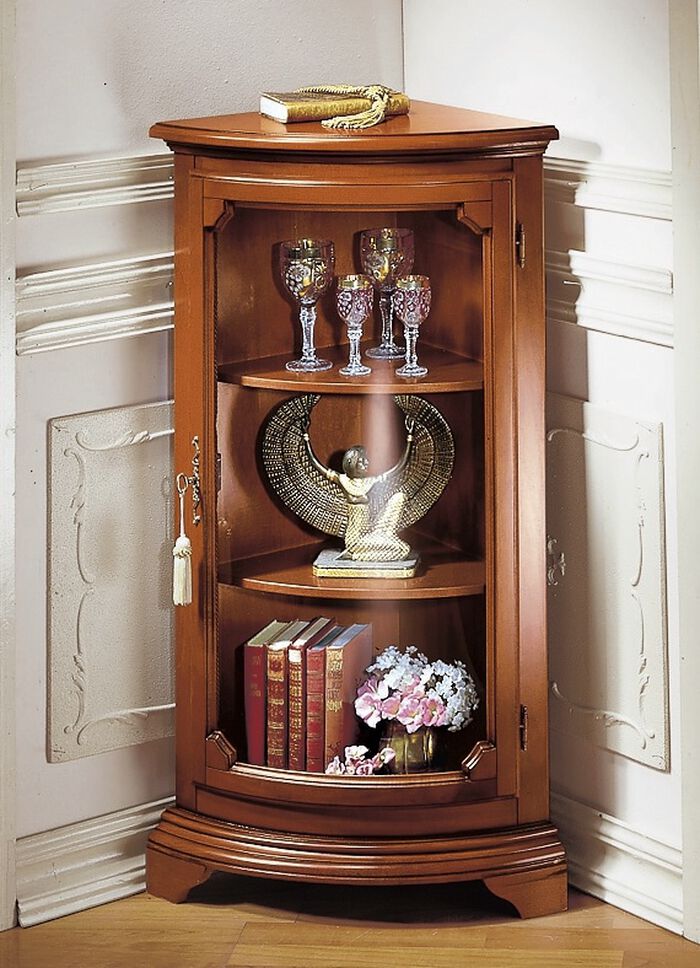 Eckvitrine klein, 1-t&uuml;rig NUSSBAUM