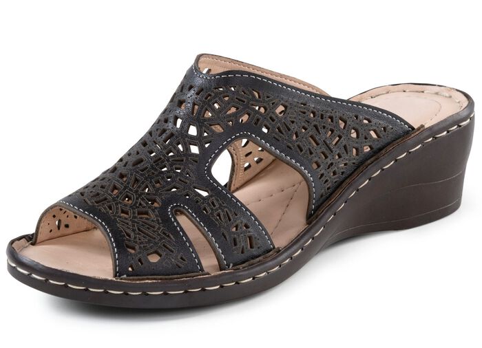 ELENA EDEN, sommerliche Damen-Pantoletten, aus Leder 