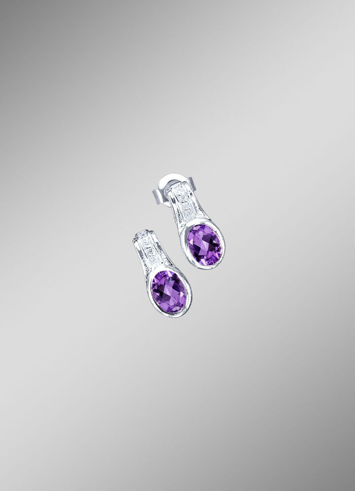 Elegante Ohrstecker mit echt Amethyst und synth. Zirkonia 