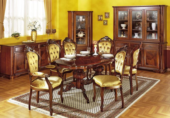 Esszimmer-Möbel mit Wurzelholzfurnier 