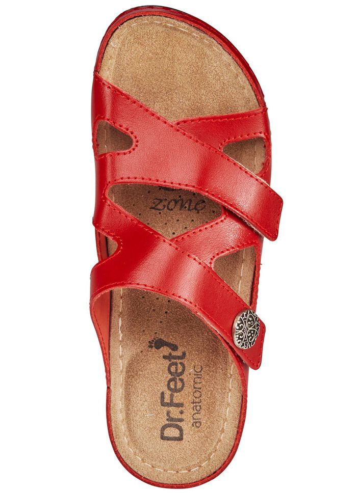 ELENA EDEN, bequeme Damen-Pantoletten, Weite G, mit Klettverschluss ROT