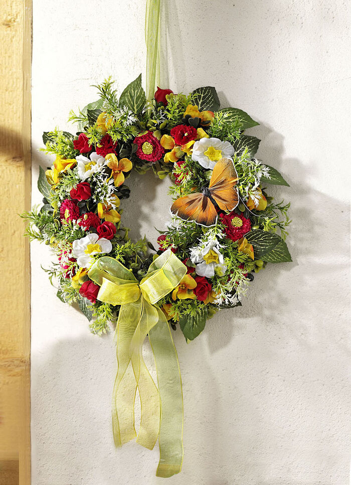 Wand- oder Türschmuck mit Frühlingsblumen, 