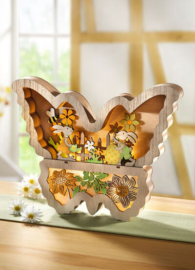 Beleuchteter Schmetterling aus Holz, , large