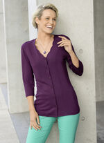 Shirtbluse mit durchgehender Knopfleiste in 2 Farben BEERE