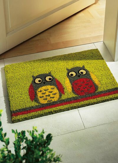 Fussmatte Eulen mit rutschhemmend beschichteter Vinyl-R&uuml;ckseite 