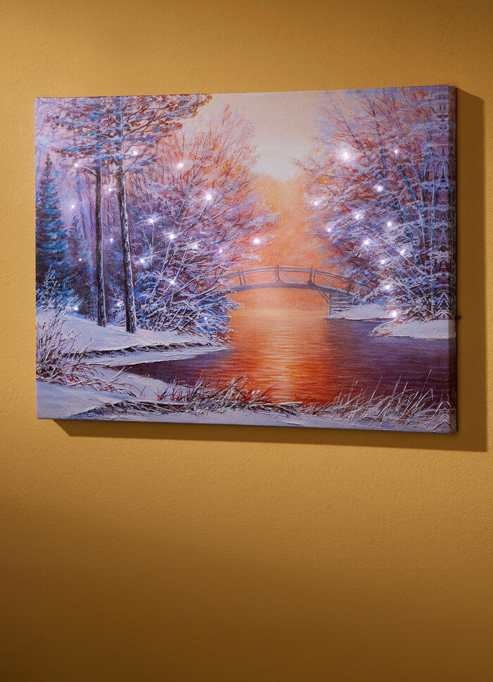 Batteriebetriebenes Leinwand-LED-Bild auf Holzrahmen 
